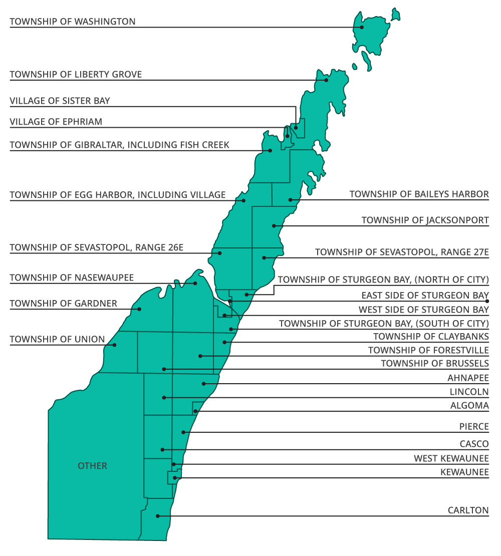 Door County Township Map Community Information | Door County Board Of Realtors
